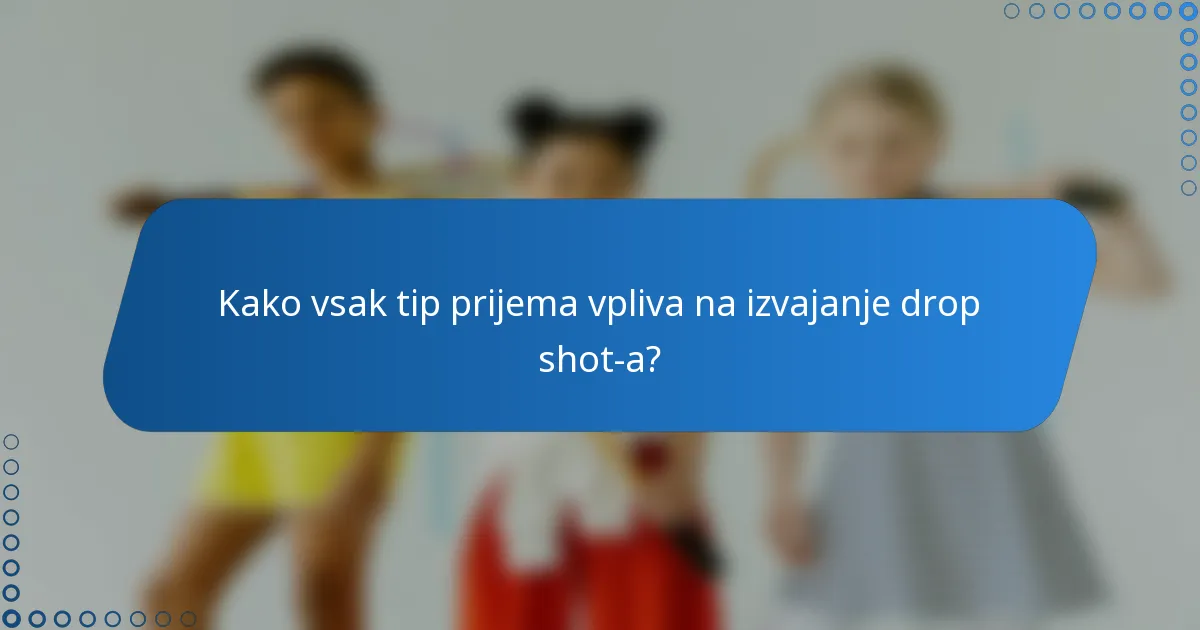 Kako vsak tip prijema vpliva na izvajanje drop shot-a?