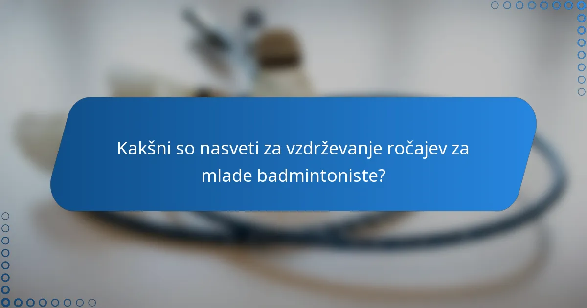 Kakšni so nasveti za vzdrževanje ročajev za mlade badmintoniste?
