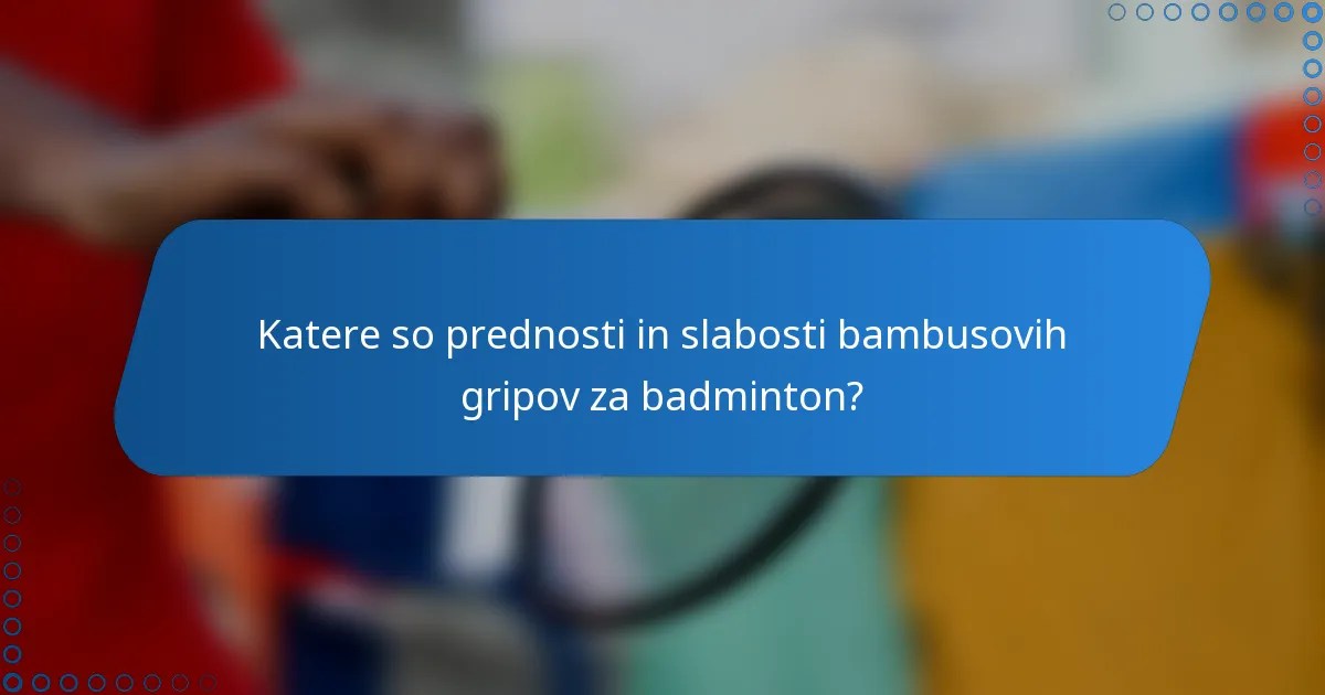 Katere so prednosti in slabosti bambusovih gripov za badminton?