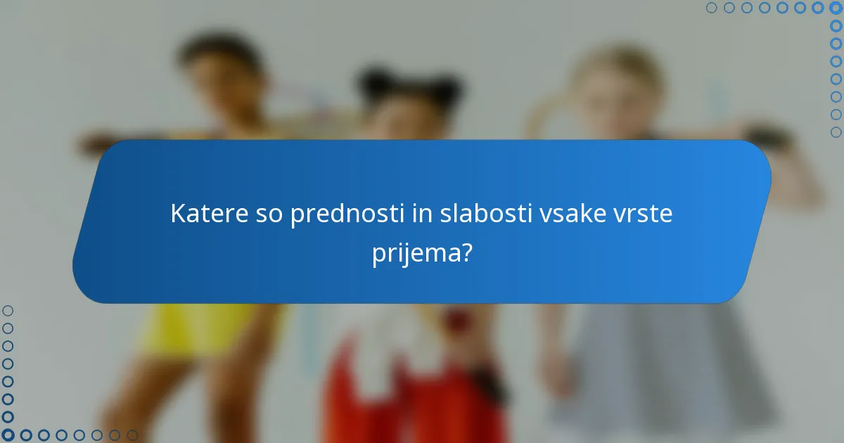 Katere so prednosti in slabosti vsake vrste prijema?