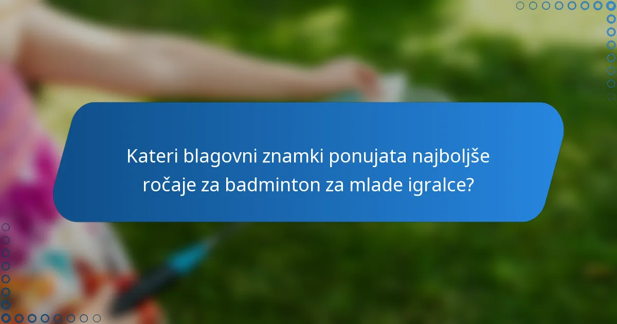 Kateri blagovni znamki ponujata najboljše ročaje za badminton za mlade igralce?